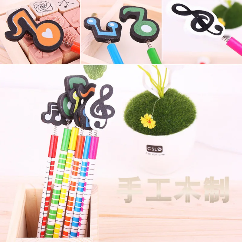 6 Pieces Lytwtw's Musical Music Stationery School Office Supply Student Prize Creative Kawaii Simple Cute Music 2B Pencil 2