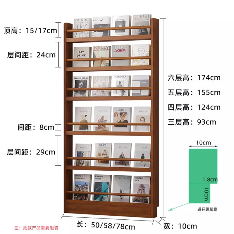 Ultra-Thin Wall-Mounted Bookshelf Door Storage Rack Magazine Holder Multi-Layer Narrow Space Organizer for Kids Books-FYMR