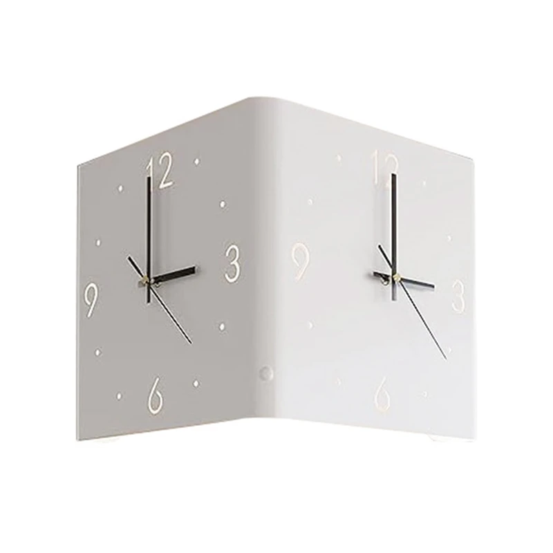 

Double Sided Corner Wall Clock, LED Wall Clock For Living Room, Corner Silent Wall Clock