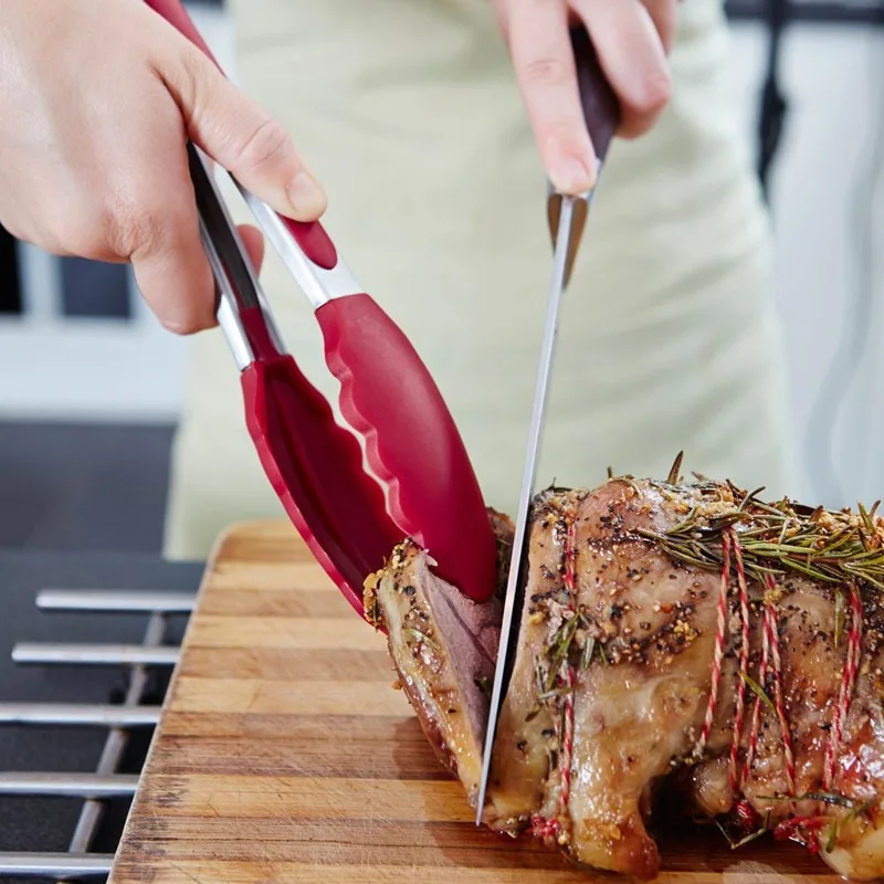 

9/12inch Cooking Kitchen Tong with Non-stick Silicone Tips Salad Cake Dessert BBQ Serving Food Cooking Clip Kitchen Cookware