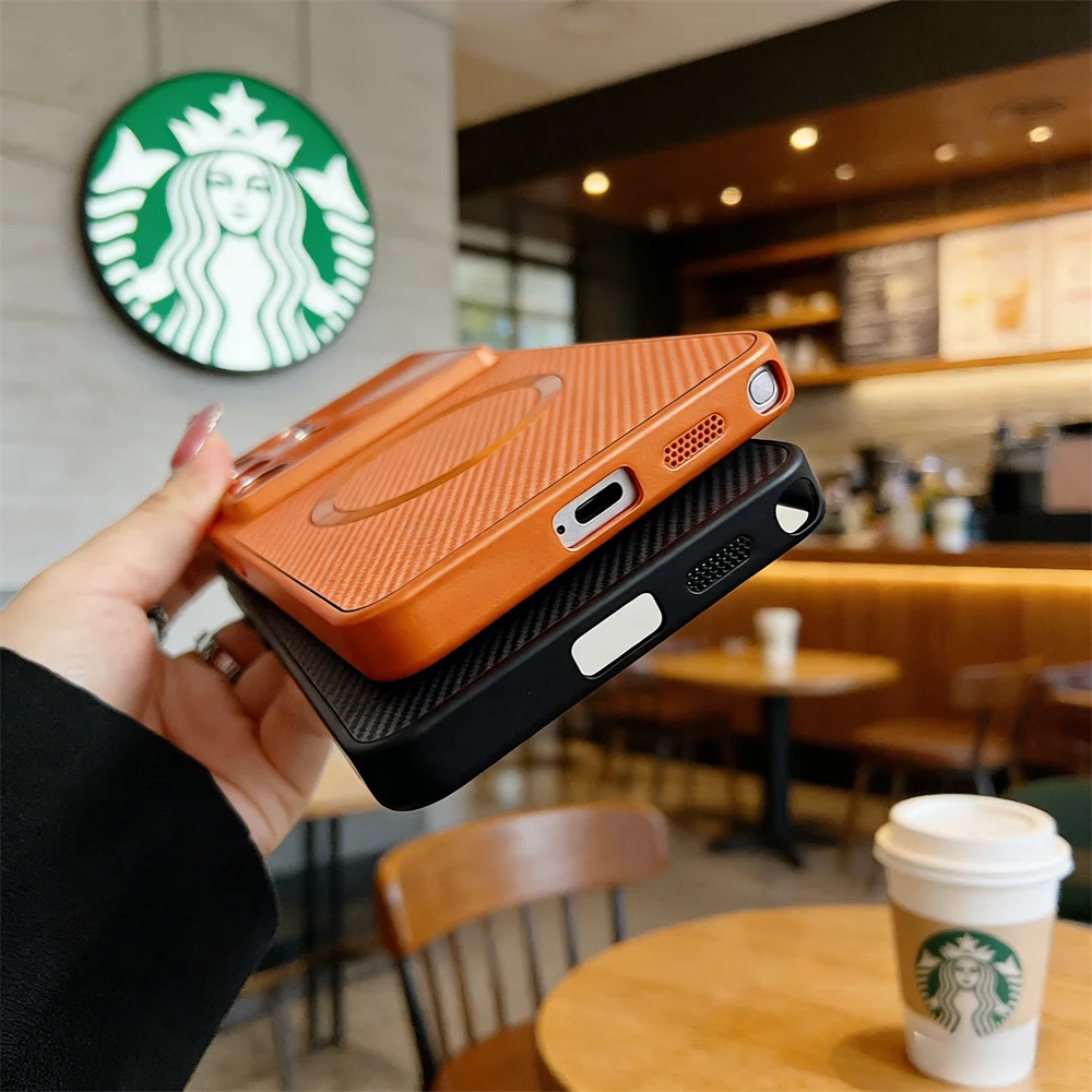 Luxury Aurora Lens Protection Magnetic Case - Shockproof Carbon Fiber Cover