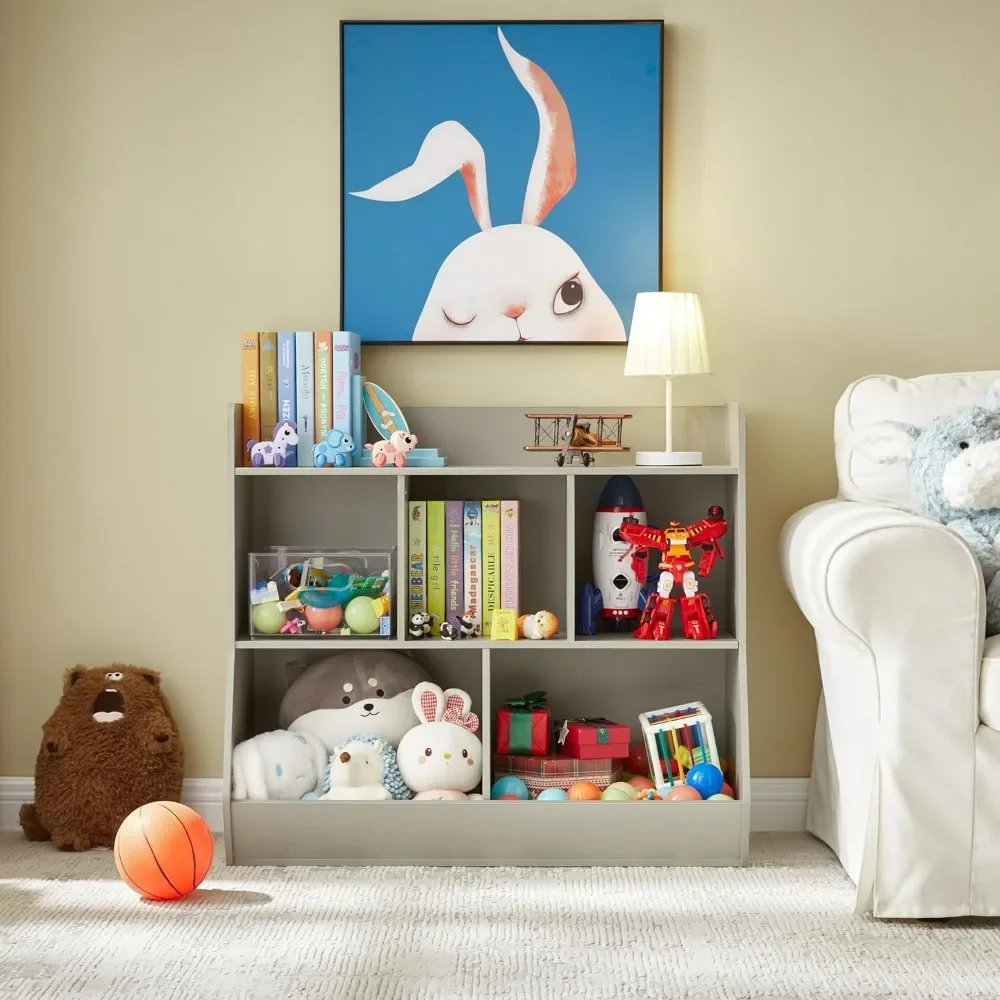 Toy Storage Organizer with Bookshelf, 5-Cubby Children's Toy Shelf, Storage Cabinet, Suitable for Children's Room, Playroom
