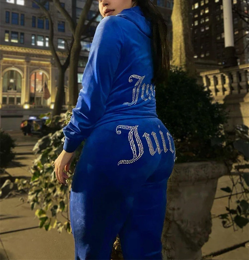 New Tracksuit Women Velvet Juicy Tracksuit Coutoure Couture Track Suit Two Piece Set Coture Sweatsuits For Women Pants Stes