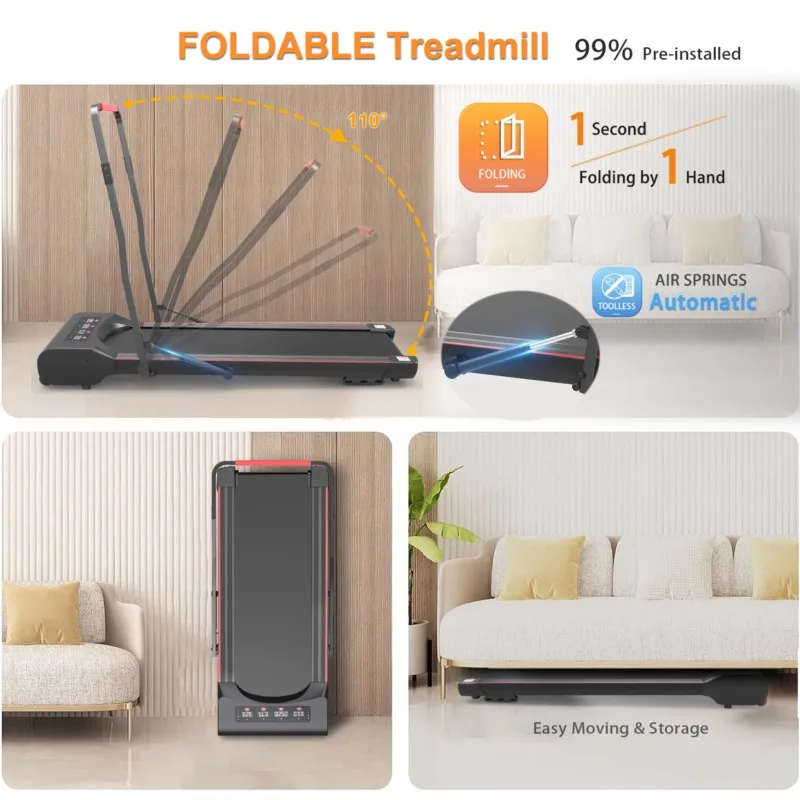 US Stock Under Desk Walking Pad Treadmill Foldable with Handlebar Remote Controll 300 LB Capacity electric treadmill