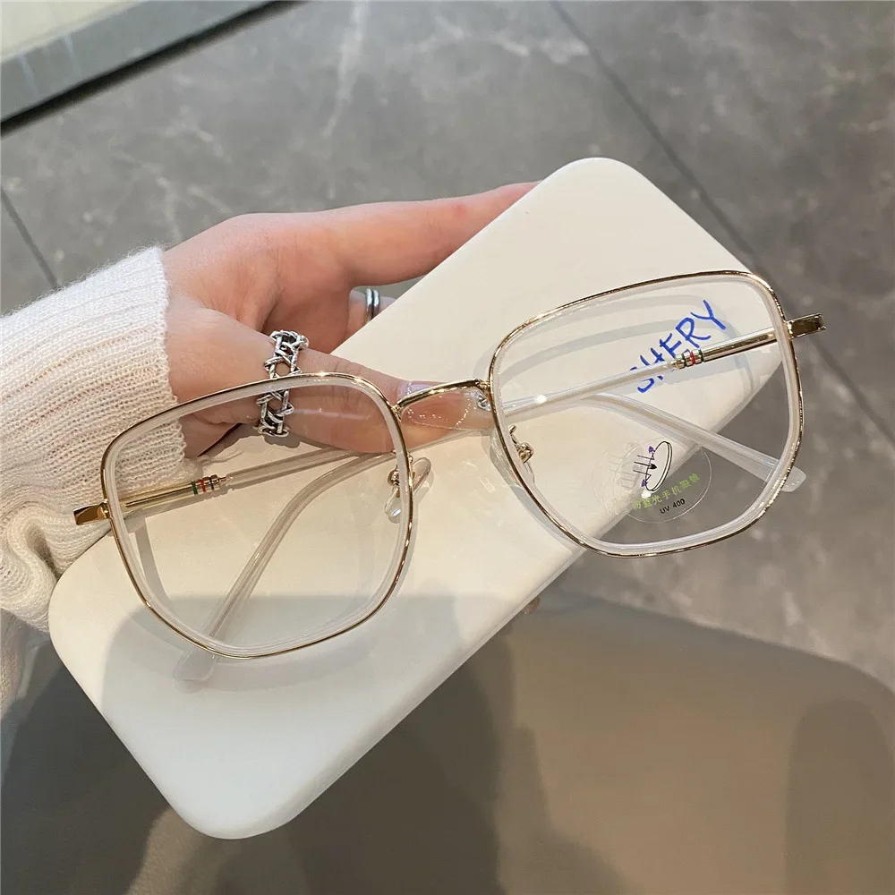 Myopia Glasses Anti Blue Light  White Korean Style Large Frame Glasses Fashion Girls Transparent Glasses Leopard Glasses 6