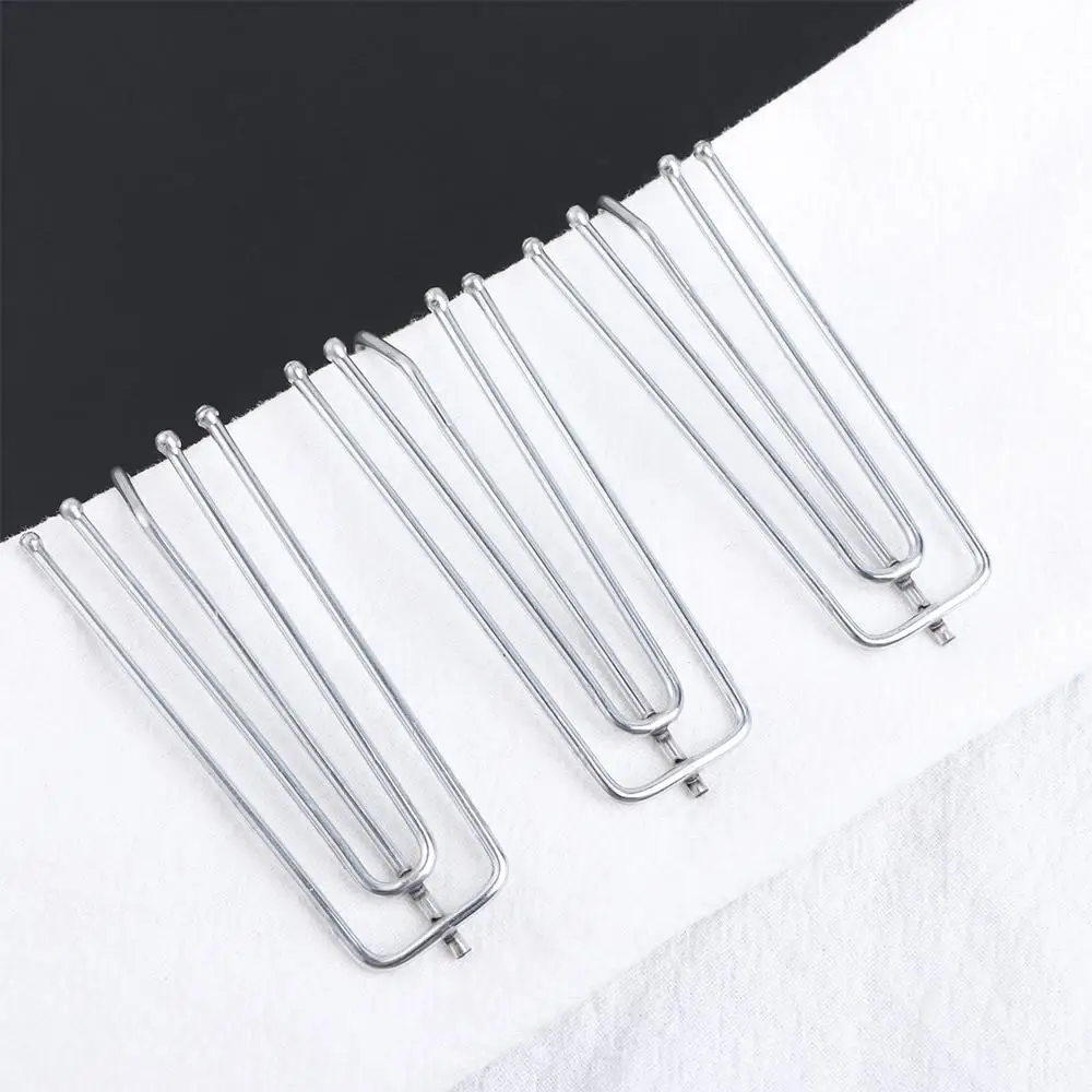 Stainless Steel Curtain Pleat Hooks Drapery Hook and Pin for Pleated Drapes,4 Prongs Pinch Pleat Hook Clips