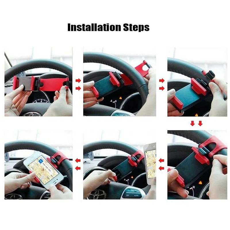 자동차 스티어링 휠 전화 홀더 범용 휴대 전화 스탠드 자동차 스티어링 휠 자전거 클립 마운트 홀더