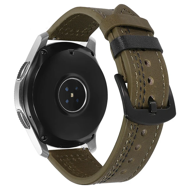 20Leather band for Samsung Galaxy watch 4/classic/Active 2 46mm/42mm/40mm/44mm for bracelet Amazfit GTS 2/3/mini 20mm 22mm strap Olive 3