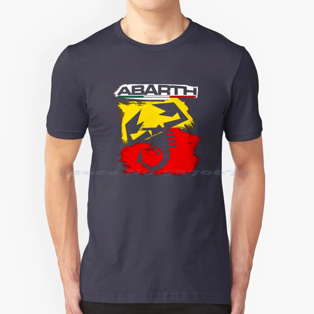 Abarth Escorp , Con Fondo Estilo Pintura T Shirt 100% Cotone Tee Abarth Escorpion Rojas Negras Check Marks Deportivo Racing
