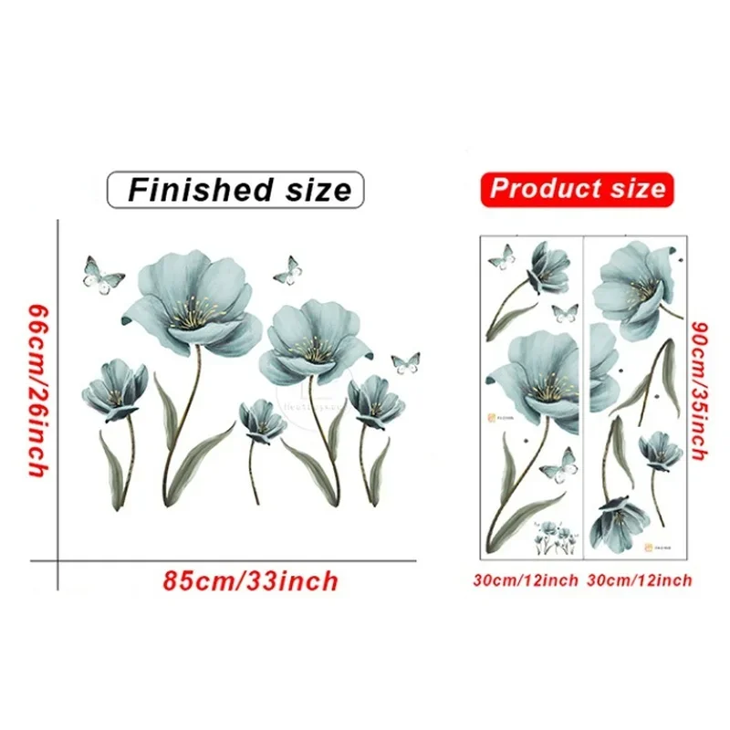Creative Flower Wall Stickers Living Room Bedroom Wall Decoration Self-adhesive Wall Stickers Kitchen Wallpaper Home