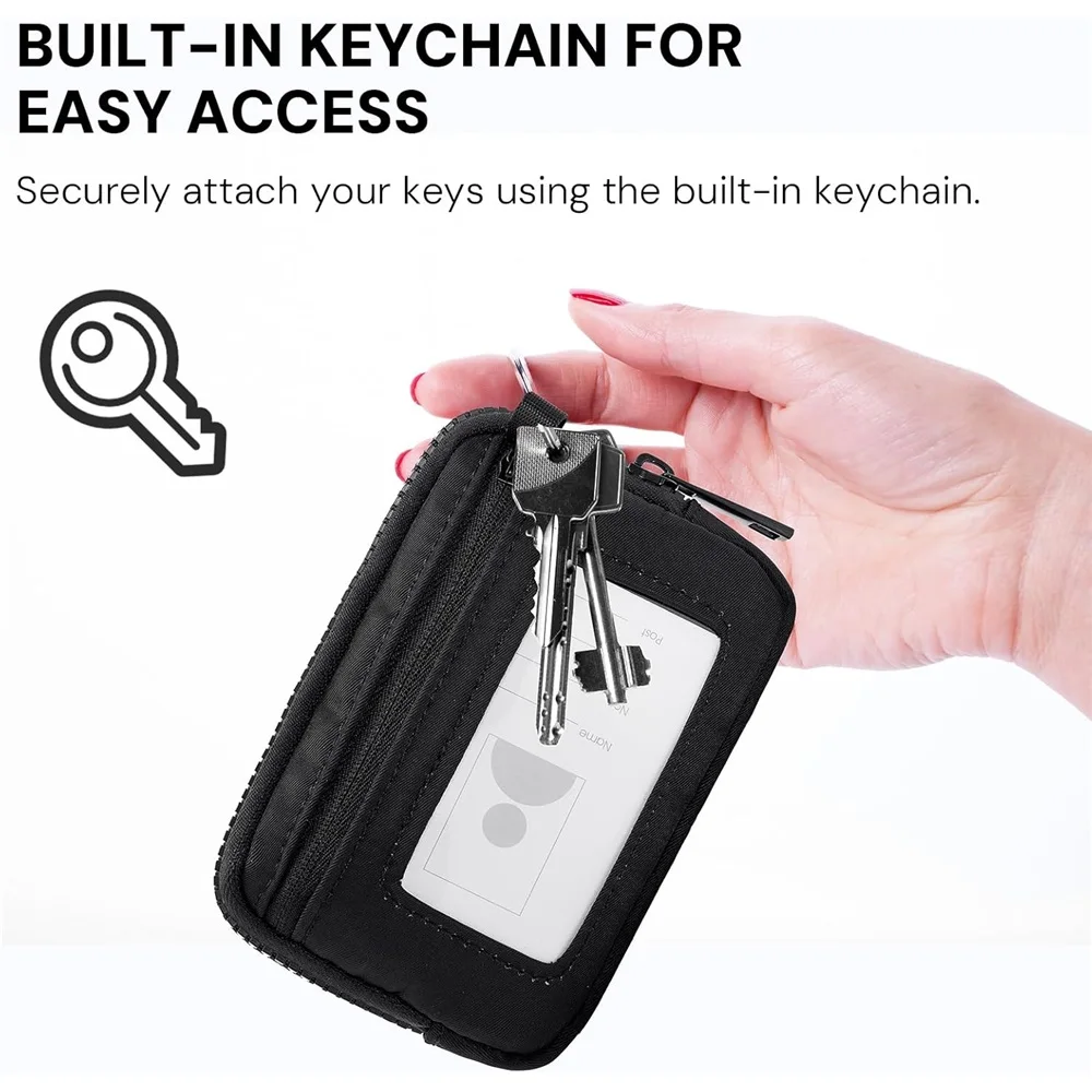 YDF The Iris Wallet for Women Mini Zip Card Case with Clear ID Window Zipper Coin Purse Lightweight Portable Keychain Wallet 5