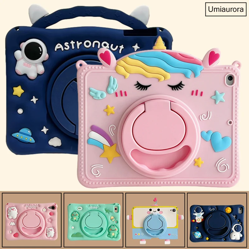 Per Ipad 10Th 10.9 10.2 7Th 8Th 9Th Gen Air 1 2 3 4 5 Mini 6 Pro 11 2022 9.7 2018 Custodia Cartoon Kids Hand Ring Stand Tablet Cover