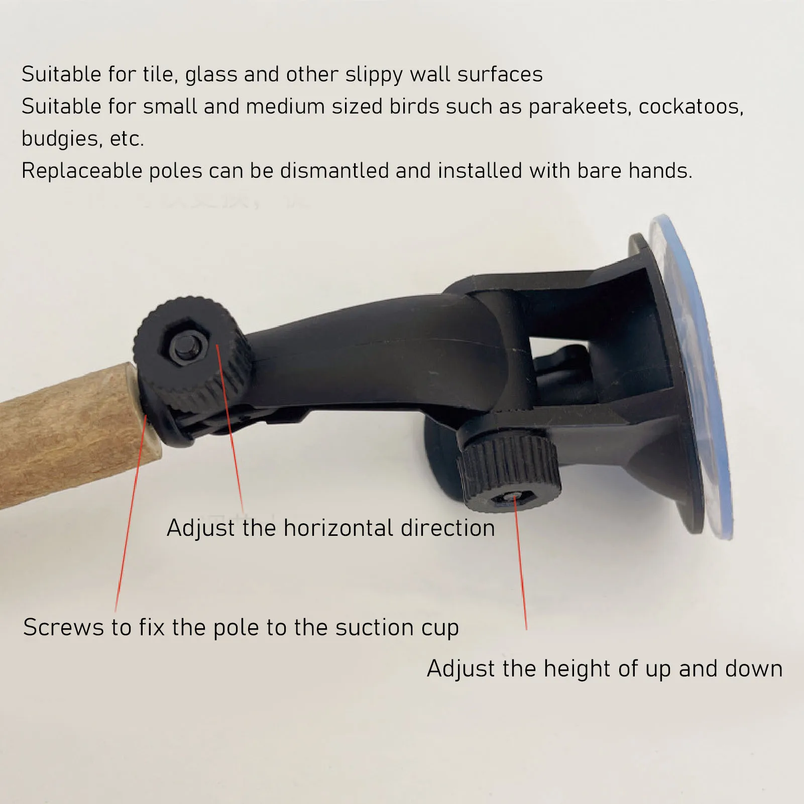 Wood Parrot Perch Prevent Slip Interactive Bird Window Perch Stand With Suction Cups For Small Medium Bird 5