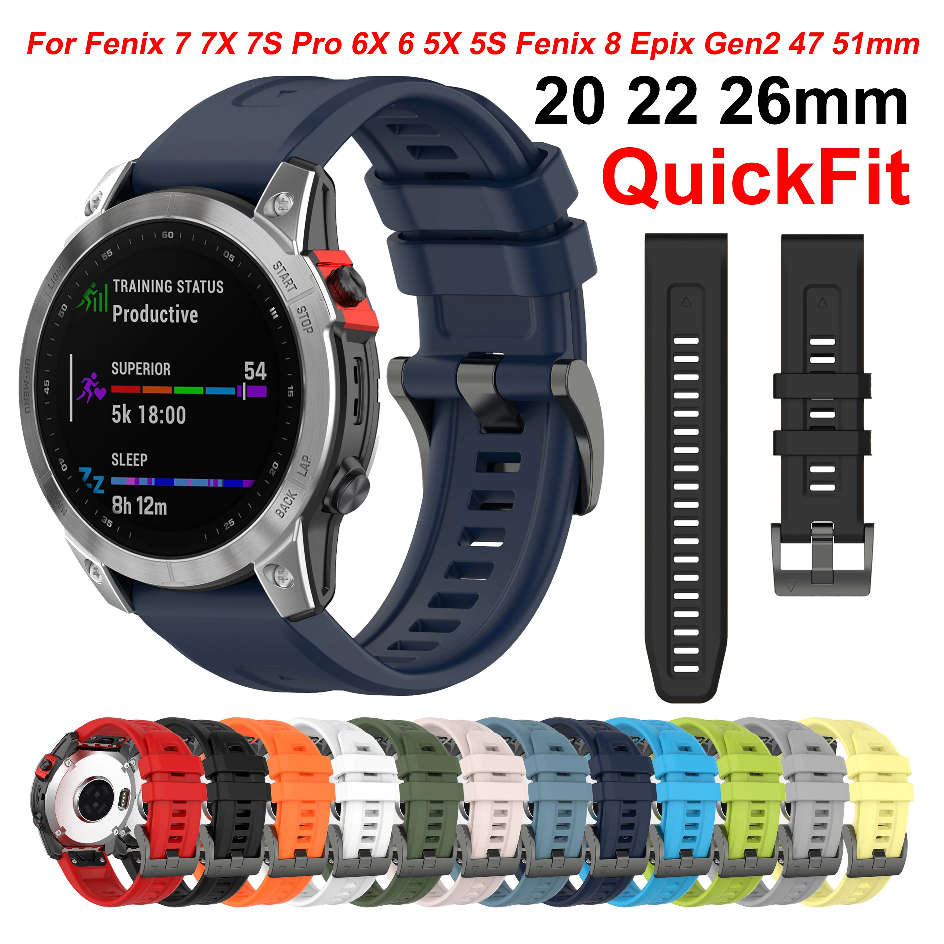 Premium Silicone Strap with QuickFit – Multiple Sizes Available