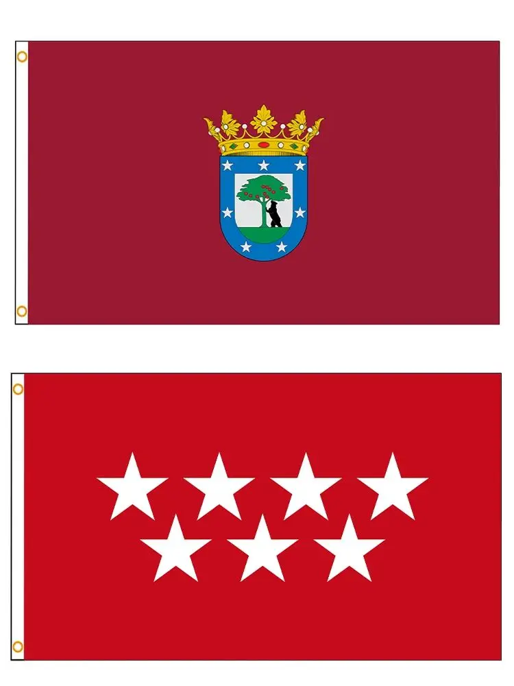 90x150cm Flagge von Madrid, Polyester-Material, spanische Flagge mit Ösen, Banner-Flagge für Haus und Garten, Dekoration – Detail 1