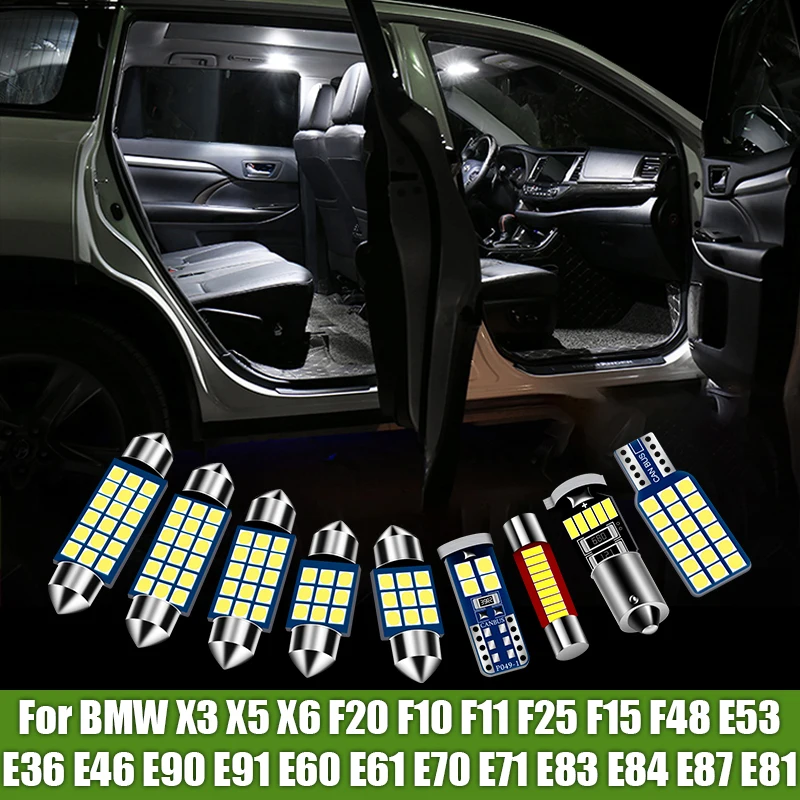 

For BMW X3 X5 X6 F20 F10 F11 F25 F15 F48 E53 E36 E46 E90 E91 E60 E61 E70 E71 E83 E84 E87 E81 Car Interior No Error 12V Led Light