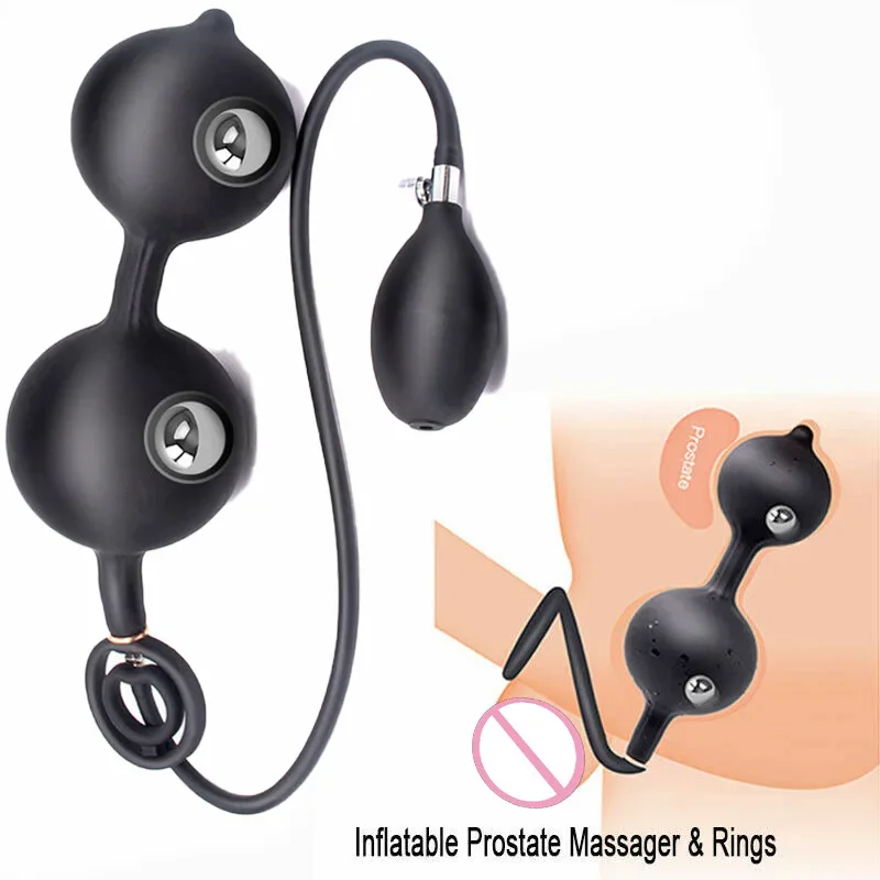 Inflatable Anal Plug Built-in Steel Ball Huge Long Auns Masturbator Prostate Butt Massager G Spot Clit Stimulator Adult Sex Toy