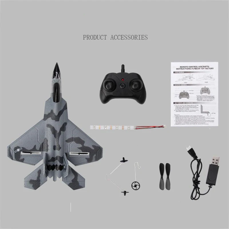 FX-622 F22 RC Remote Control Airplane 2.4G Remote Control Fighter Hobby Plane Glider Airplane EPP Foam Toys RC Plane Kids Gift 4