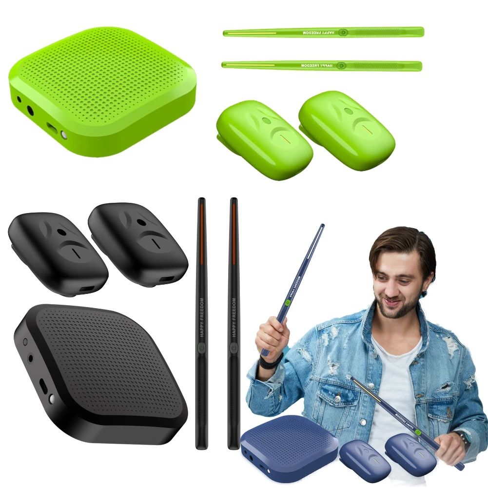 Electric Air Drumsticks Professional Air Drum Electronic Virtual Drum Drumsticks Pedals Pocket Set for Adults Kids Gift