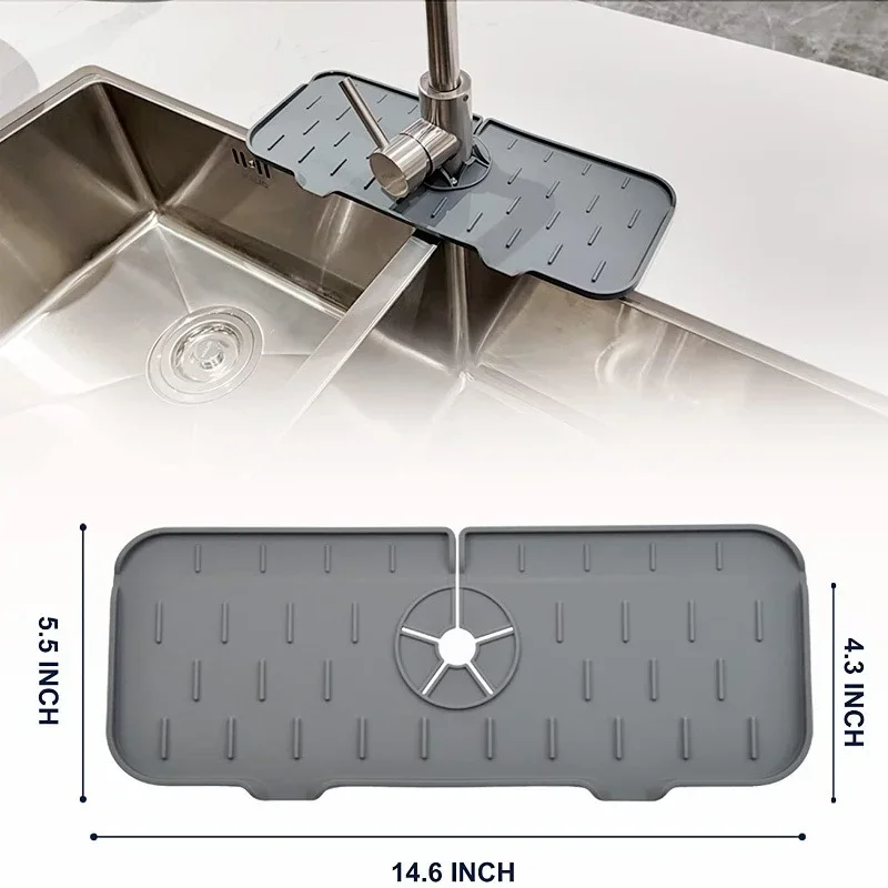 Silicone Kitchen Acceesories Kitchen Faucet Mat Dish Drainer Sink Shelf Bathroom Countertop Faucet Splash Guard Sponge Organizer