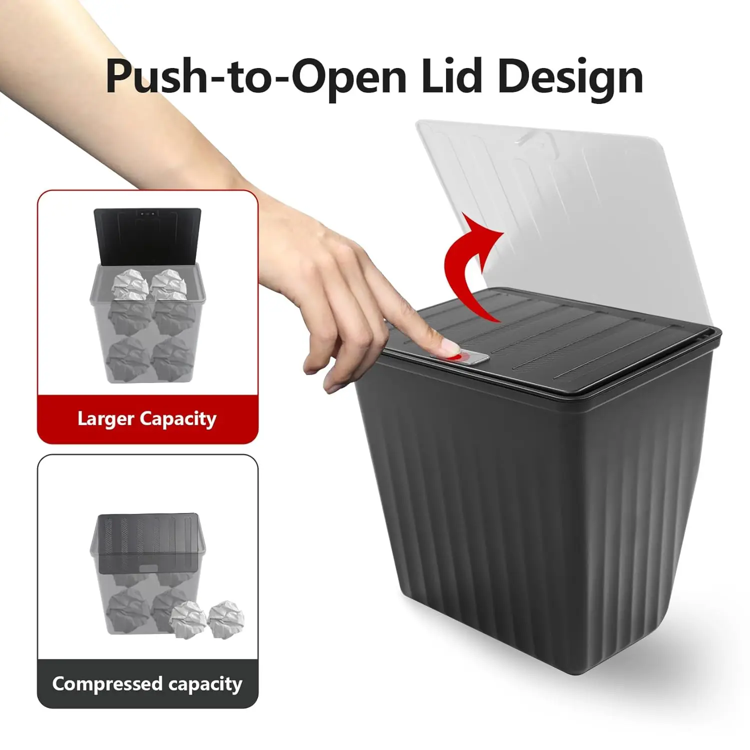 Car Trash Can Rear Center Console Trash Can Storage Box for Tesla Model Y-Backseat Storage Box Garbage Can With Push-to-Open Lid