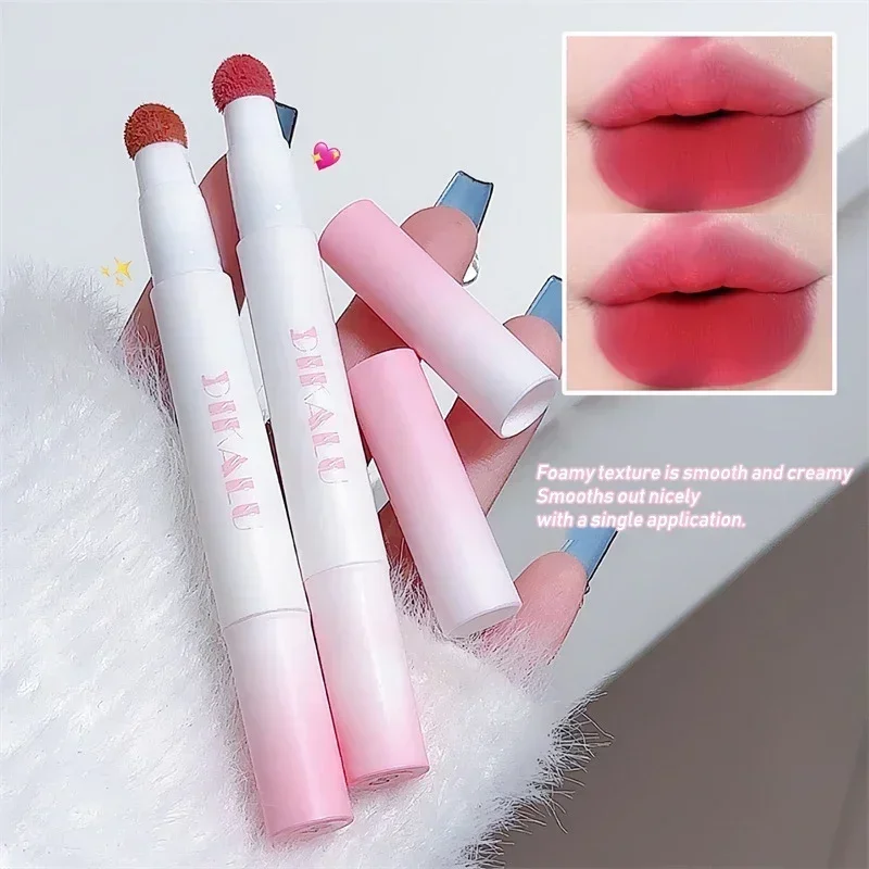 Lip Powder Cream Air Cushion Lips Cream Matte Brick Red Lip Glaze Mud Lipstick Pen Non-Stick Cup Female Lip Tint Korean Makeup