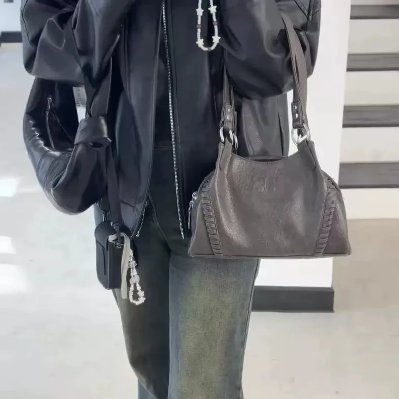 Ason Wanderer Bag Korea 25FW Leather Mini Motorcycle Shoulder Bag