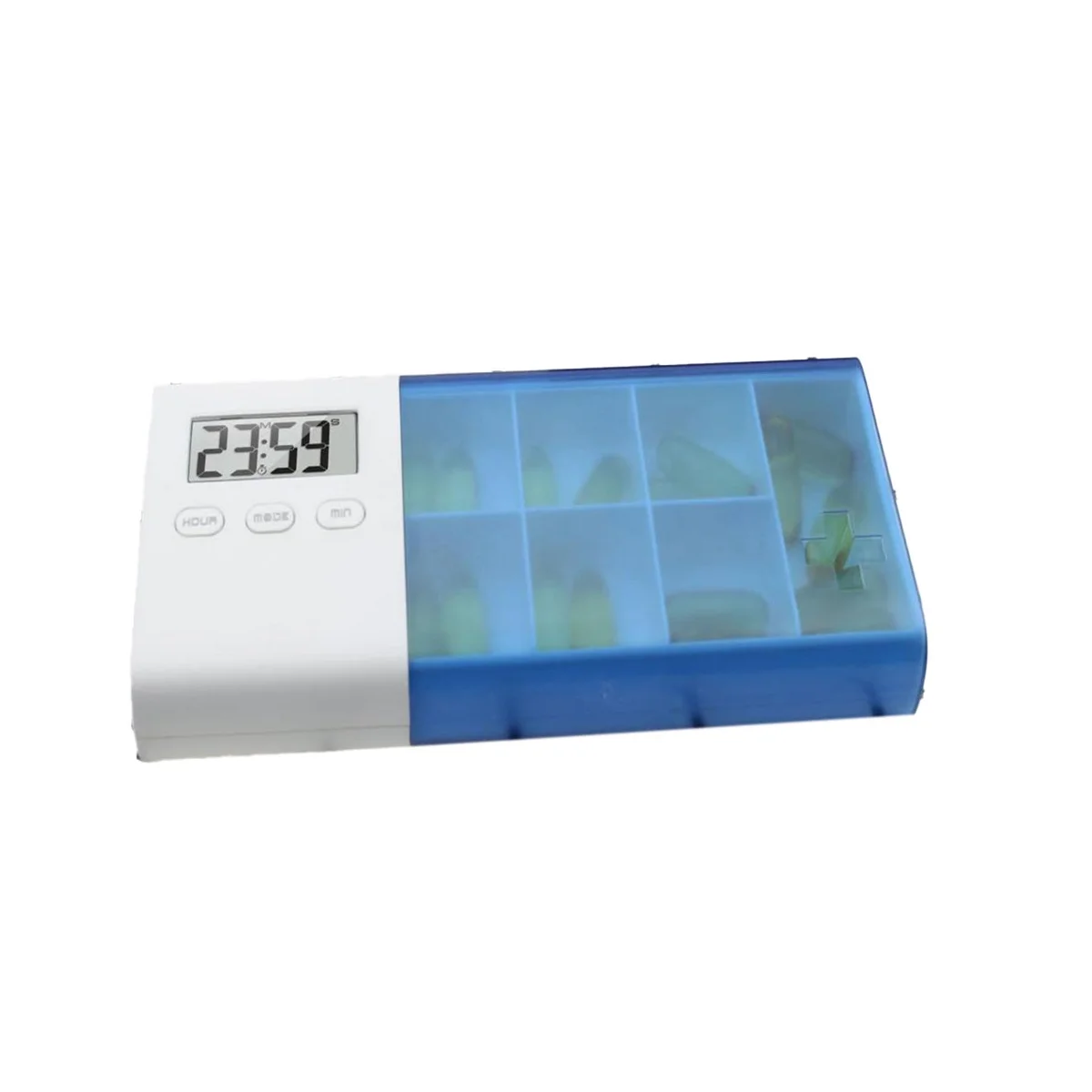 

7 Grid Pill Box Medicine Storage Box Electronic Timing Reminder Medicine Boxes Alarm Timer Pills Organizer(Blue)