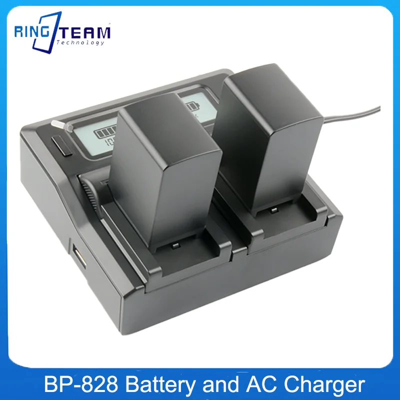 2 Pz Bp828 Bp 828 Batteria + Caricatore Rapido Lcd Doppio Per Canon Bp-820 Legria Ivis Vixia Hf G30 G40 Xa20 Xa25 Xa35 Videocamere
