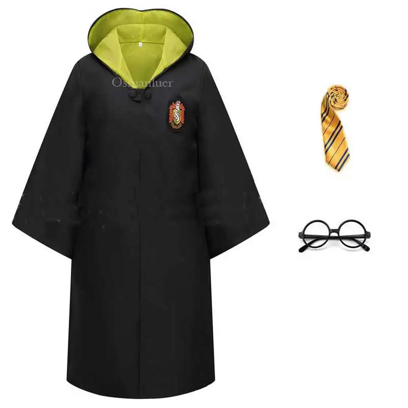 thumbnail image 1 of Uniforme escolar mágico para niños y adultos, disfraz de Slytherin, Ravenclaw, túnica, capa, suéter, bufanda, corbata, varita, disfraz de Halloween, 1 of 5