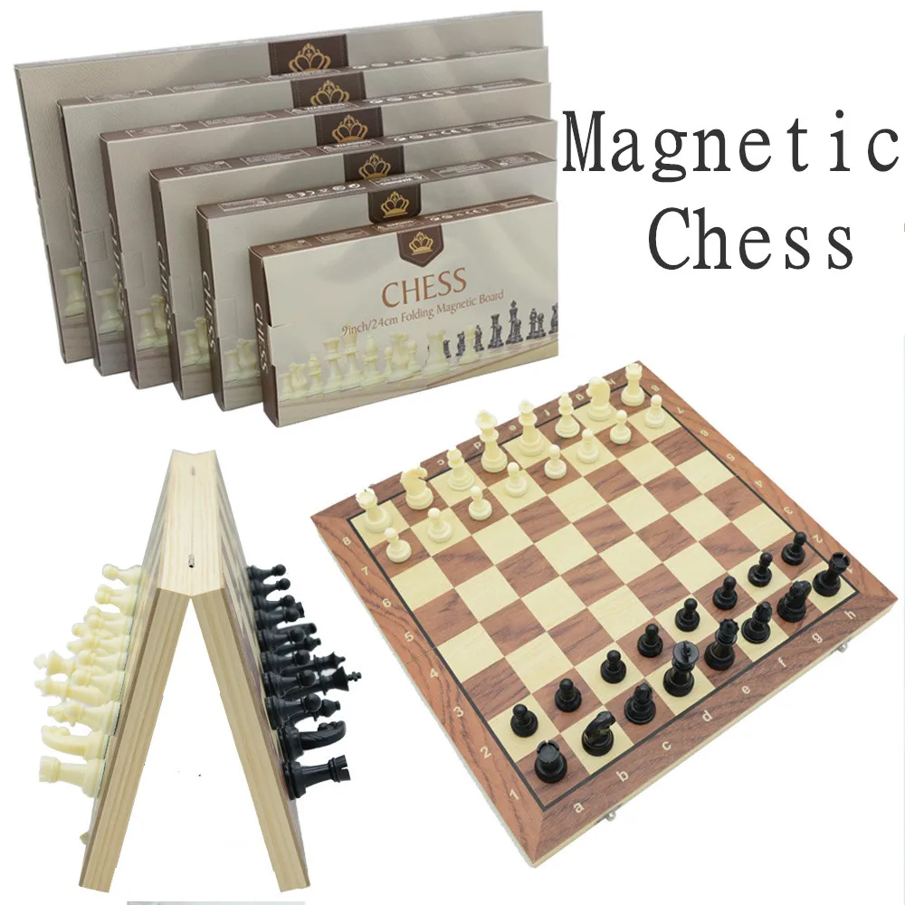 49/44/39/34/29/24cm Chess Board Sets Folding Puzzle Wooden Chess Table Game Toys No Toxic for Kids Adults ﻿