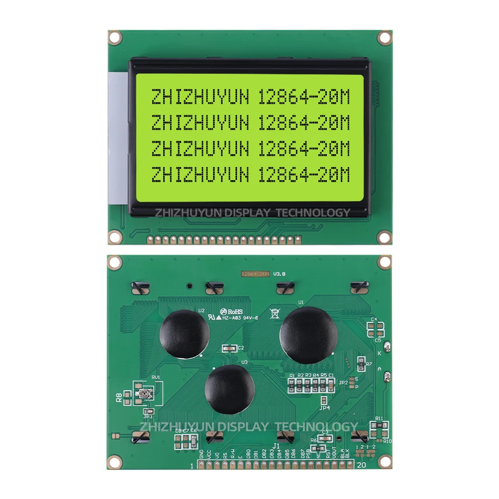 LCM12864 Display Screen Font Library ST7920 Orange Light Black Characters 5V