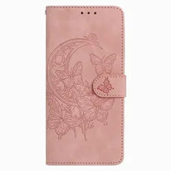 Charming Moon Butterfly Phone Case & Lady Wallet Cover - OPPO A36 (Pink PM)