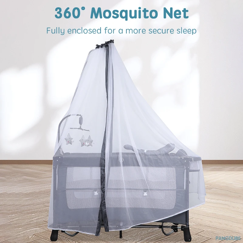 PANGDUBE High-end Cribs for Baby Bed Multifunctional Baby Crib Adaptable Bed with Mosquito Net Changing Table Baby Rocking Bed