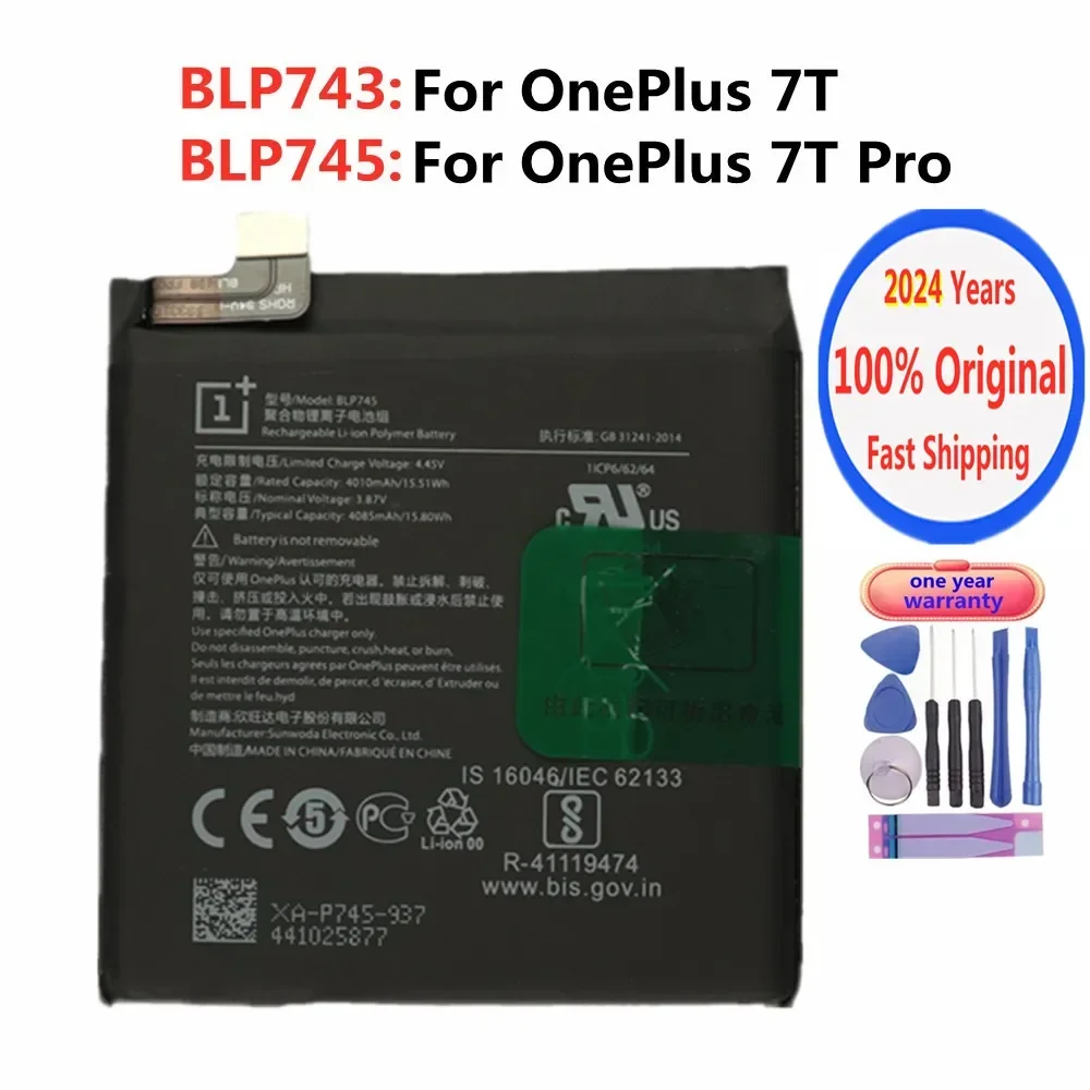 

2024 Years BLP745 BLP743 1+ Original Battery For Oneplus 7T / 7T PRO One Plus 7T PRO 7TPro High Quality Phone Battery Bateria