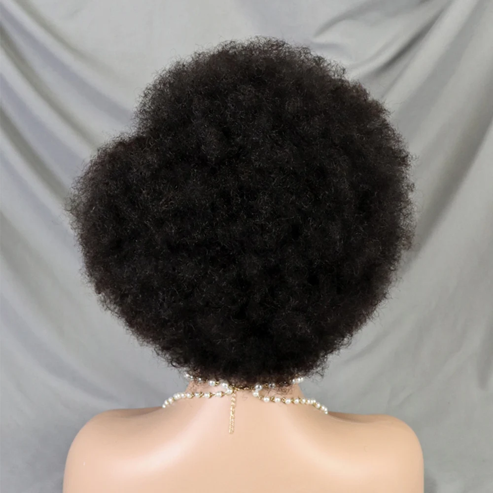 Lace Front Afro Short Afro Kinky Curly Human Hair Wigs 250% Density 13x4 HD Lace Frontal Fluffy Curly Bob Wigs for Black Women