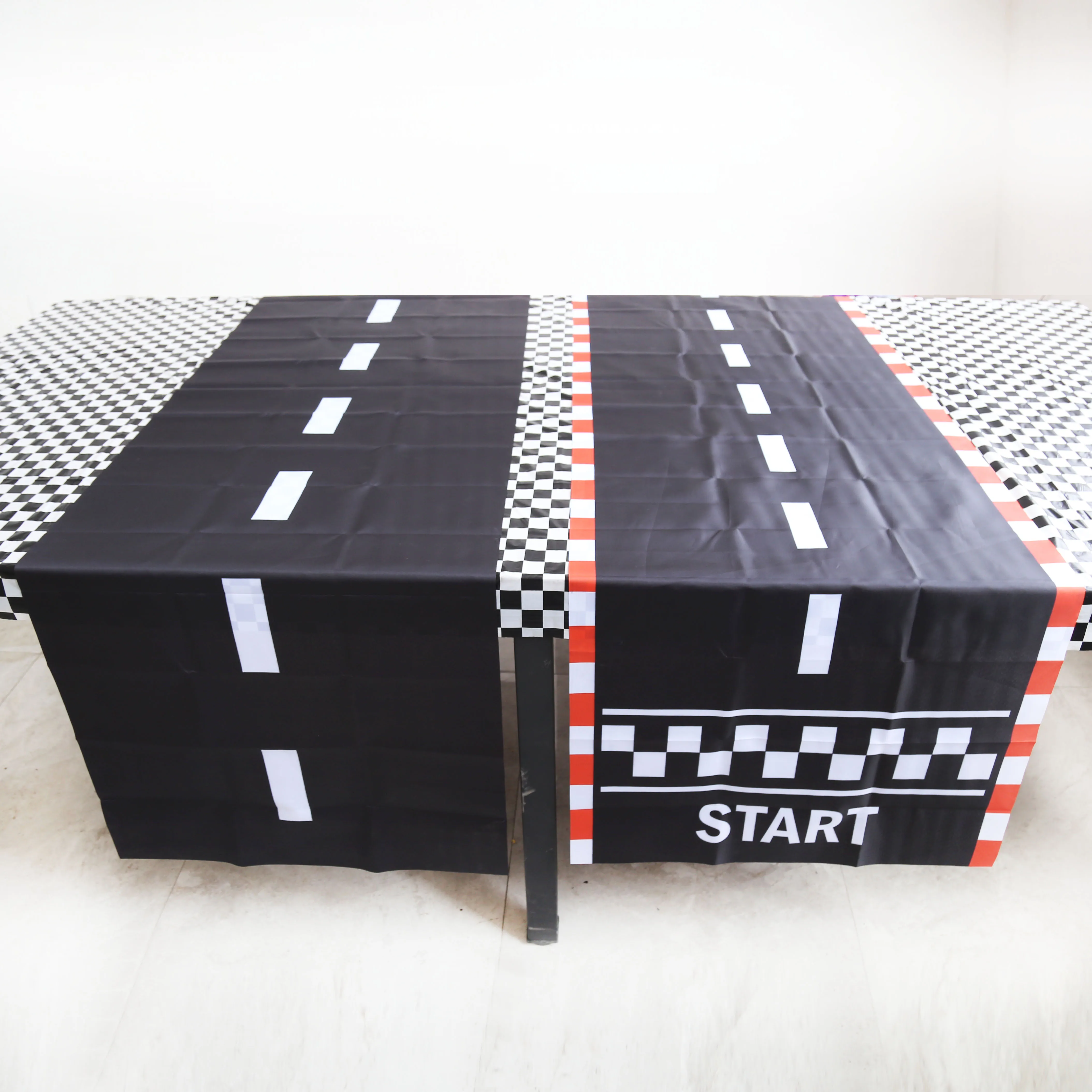 Checkered Race Car Party Black White Checkered Flag Tablecloth Road Tablecloth Racetrack TableCover Racing Birthday Party Decor