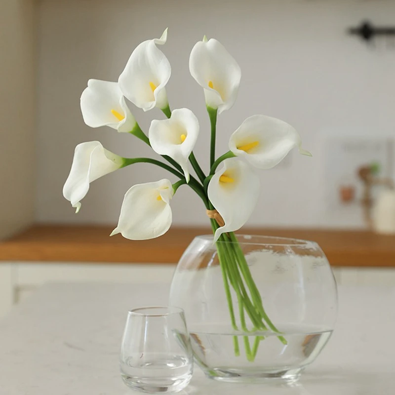 5 Stücke PU Calla Lilie Simulation Blumen für Wohnkultur Floral Arte Set Garten Hochzeit Dekoration Blumenstrauß DIY Vase Ornament – Detail 6