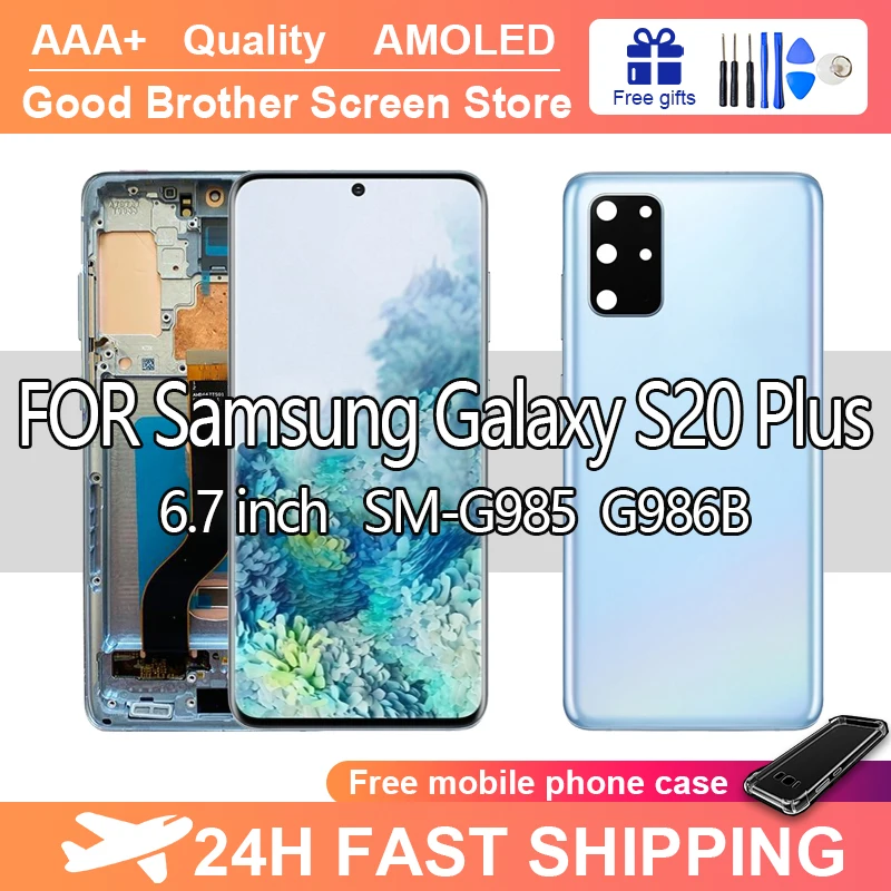 

A +++ экран S20 plus AMOLED для SAMSUNG Galaxy S20 Plus G985 G985F 5G LCD с рамкой дисплей сенсорный экран дигитайзер в сборе