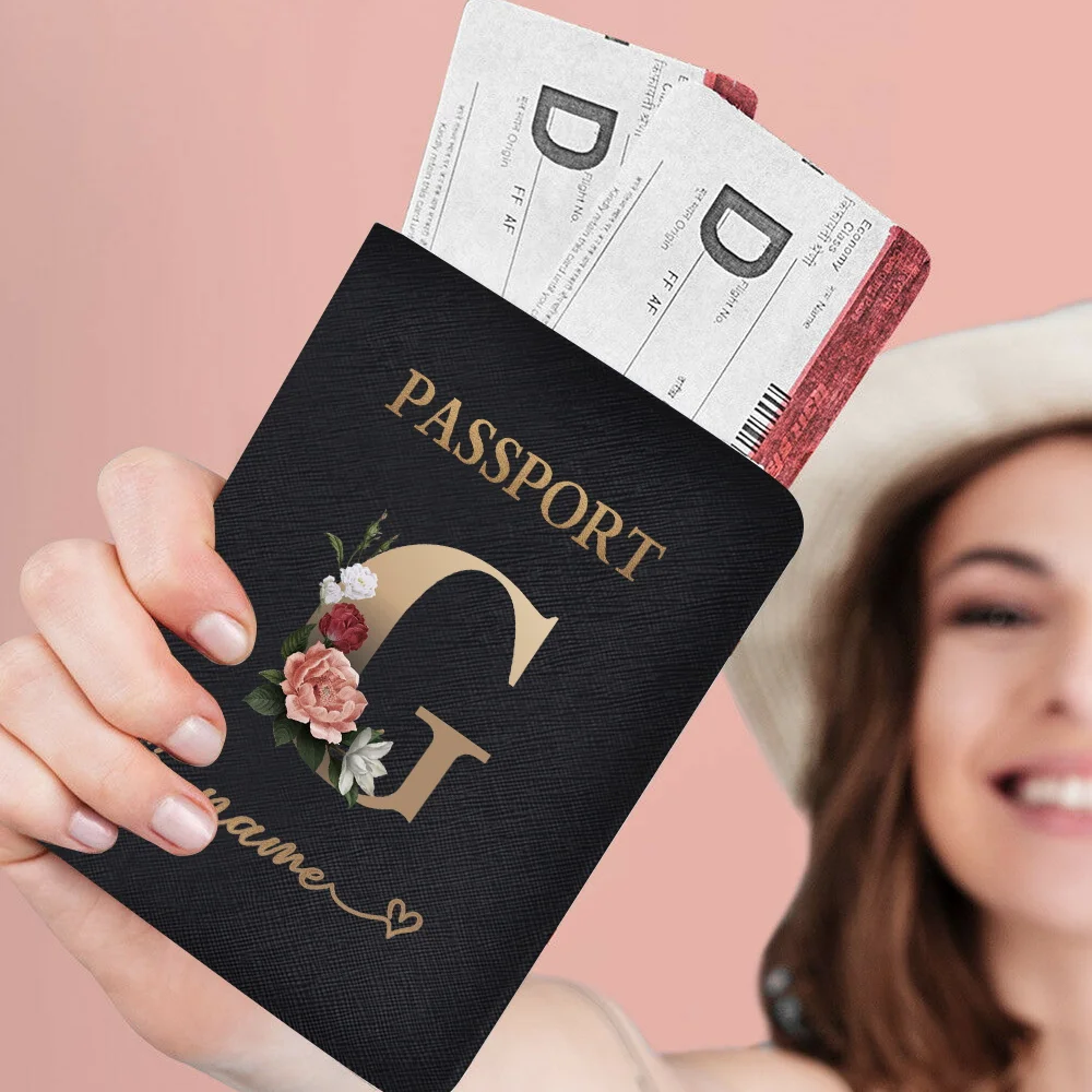 Personalizza nome copertina del passaporto custodia per passaporto da viaggio custodia per ID carta di credito portatile passaporto serie di lettere custodia in pelle PU aziendale