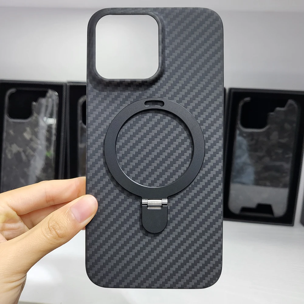 

New Real Aramid Fiber Carbon Fiber For iPhone 14 Pro Max iPhone14 14Pro Magnet Bracket Ultra Thin 14ProMax Case Cover
