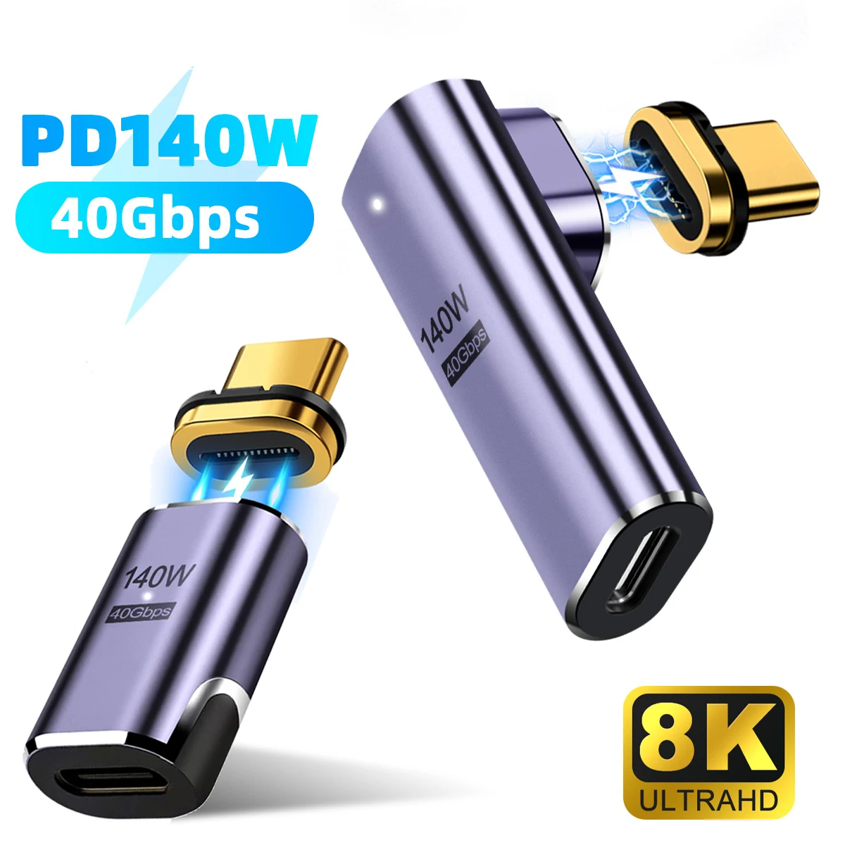 PD140W 마그네틱 USB4.0 타입-C OTG 어댑터, 40Gbps 합금 썬더볼트 3 고속 충전 8K @ 120HZ 비디오 컨버터, 태블릿 스마트폰용