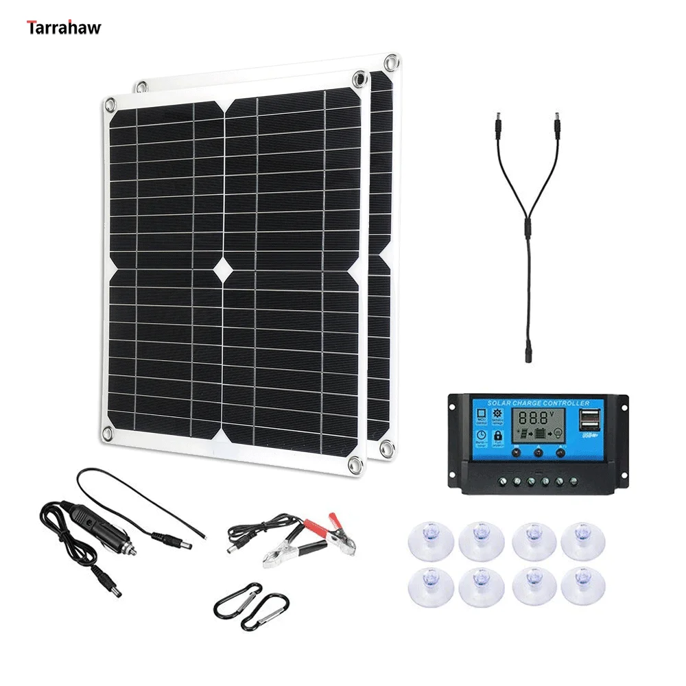 ECO-WORTHY Kit Solar 25W 12V: 1 Panel Solar 25W + 2 Cables de