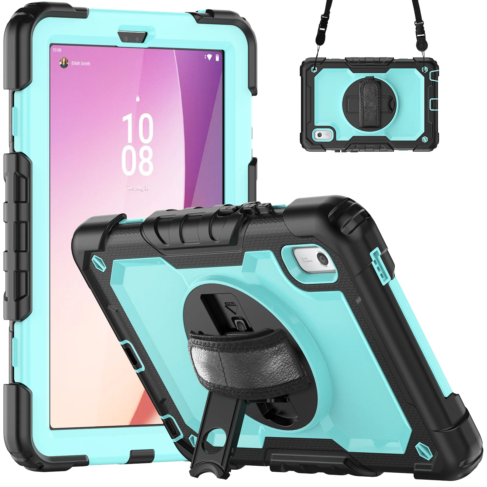 Capa Rotativa à Prova de Choque com Alça de Mão Armadura para Lenovo Tab m9 Tb310fu Tb-310xu m8 4rd Gen Tb-300fu Tb-300xu