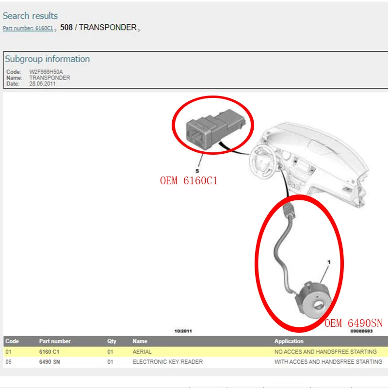 6160C1 6490SN 9665602980 for Peugeot 208 3008 508 AERIAL