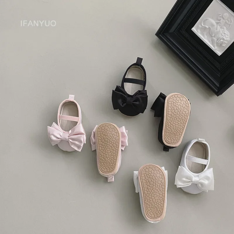 Baby Shoes Spring Autumn Girl's Bow Ballet Style Satin Soft Sole Shoe Baby Anti-slip and Anti Drop Heel Princess Toddler Shoes - 6