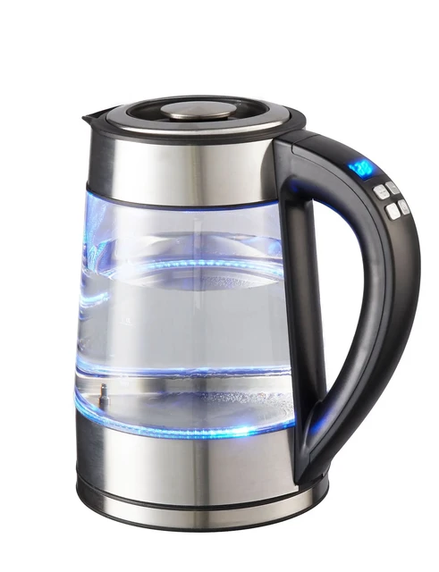 1.7-Liter Electric Glass Kettle with Color Changing LED Indicators and  Stainless Tea Infuser - Select Brands