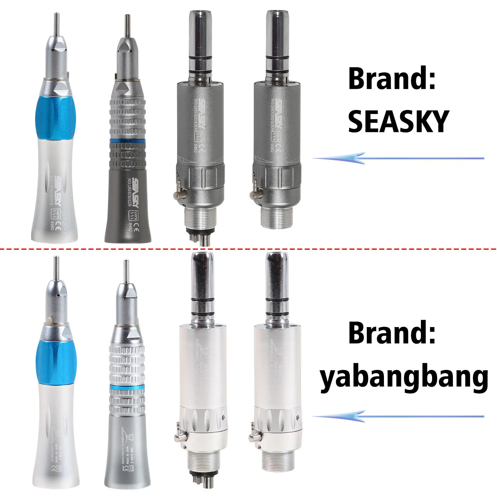 

Dental Slow Low Speed Handpiece Contra Angle Straight Nose cone Air Motor 2/4 Hole E-type Fit NSK