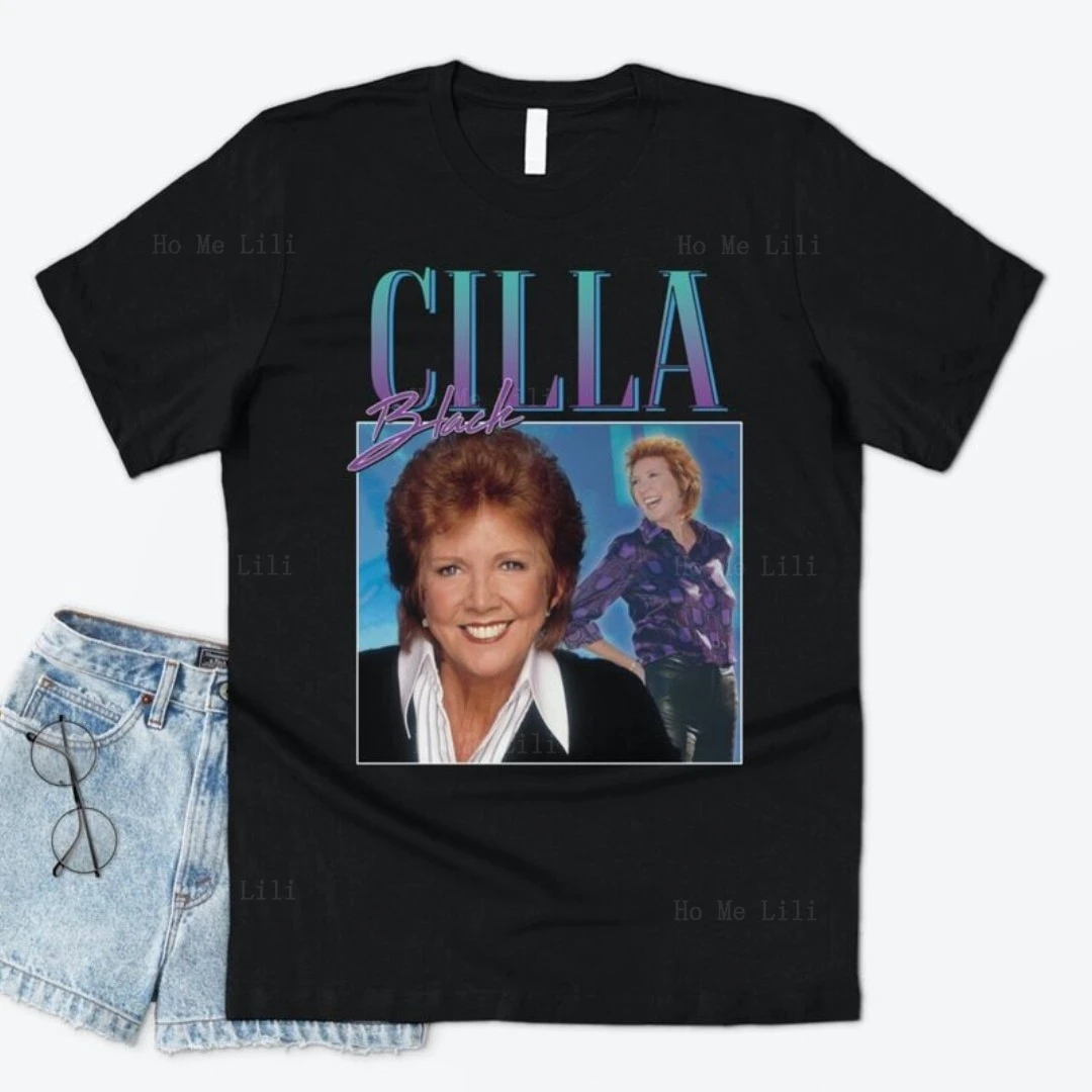 Cilla Black Omaggio T-Shirt Cotton Tee Funny Uk Tv Presenter Icon Legend Anni '80 Retro