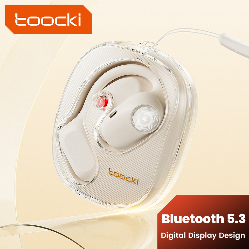 Toocki Wireless Bluetooth Earphones OWS Transparent Digital Ear Hook Headphones Bluetooth 5.3 Headsets For SmartPhones Sports